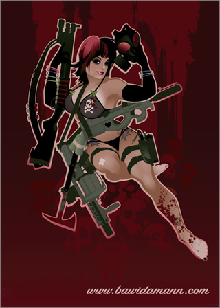 Illustration for article titled Pin-Up Girls Tame Outer Space, Ride Godzilla (Maybe NSFW)